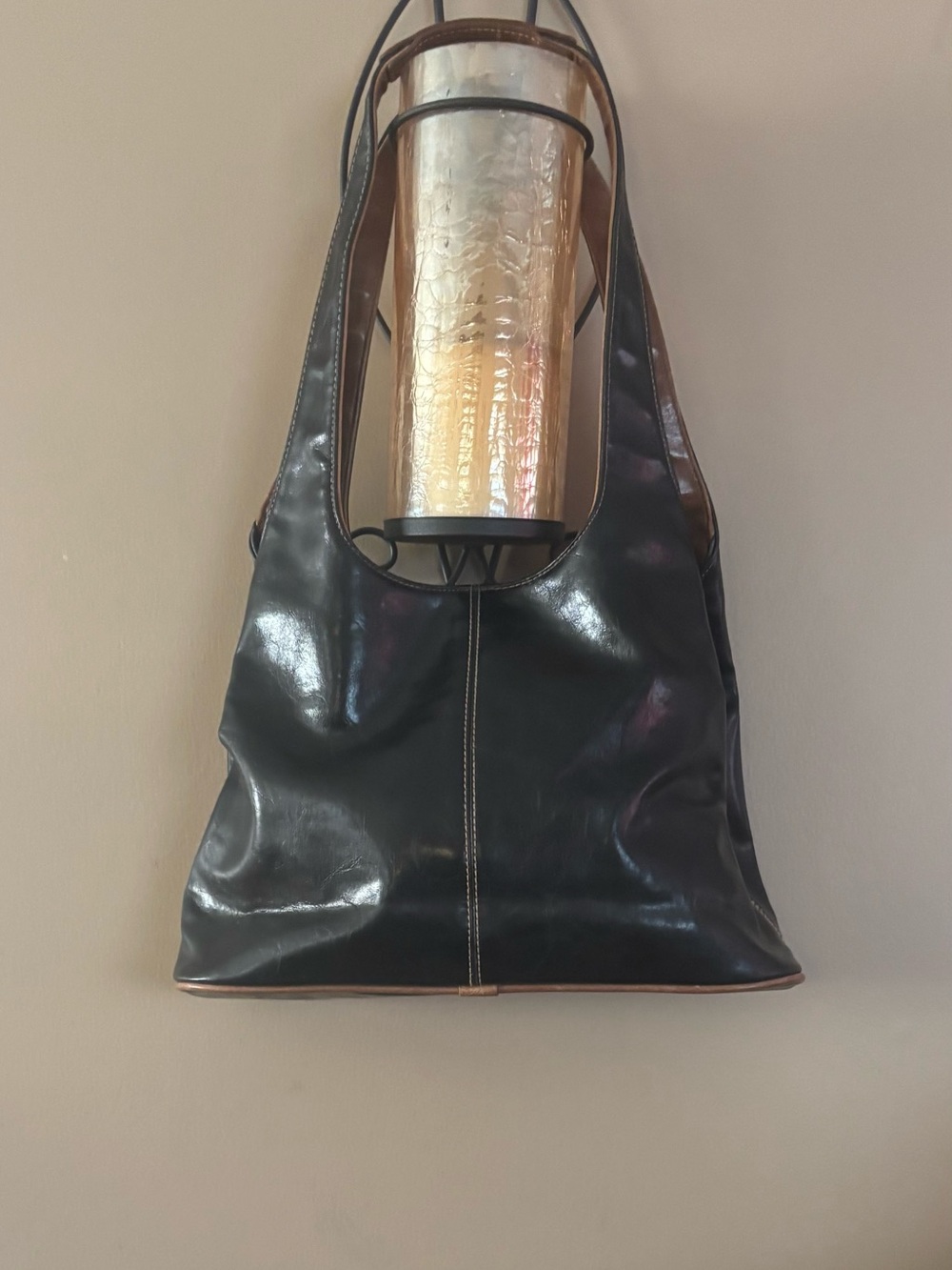 Naturalizer Black and Brown Leather Shoulder Bag